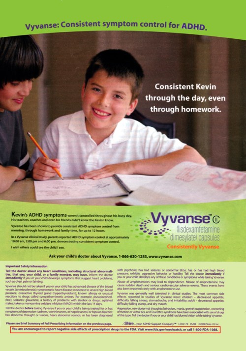Outro panfleto do Laboratório Shire sobre o Vyvanse