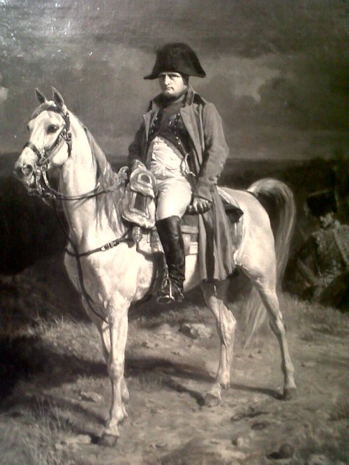 Napoleão montado no seu cavalo após prder uma batalha (quadro de Jean-Louis Ernest Meissonier)